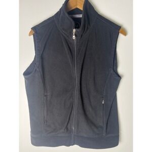 Dennis Fleece Full Zip Vest Wm Size AM/ Medium Black Mock Neck Sleeveless Jacket